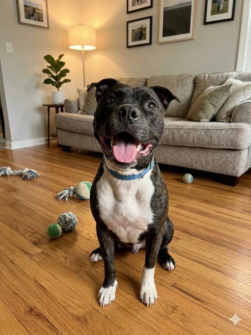 A senior medium-sized male Black Pit Bull Terrier dog named Teddy for adoption in Willis, TX