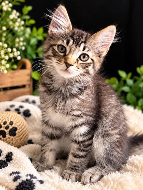 A baby medium-sized male Tabby (Brown / Chocolate) Domestic Medium Hair cat named Paco for adoption in Richmond, VA