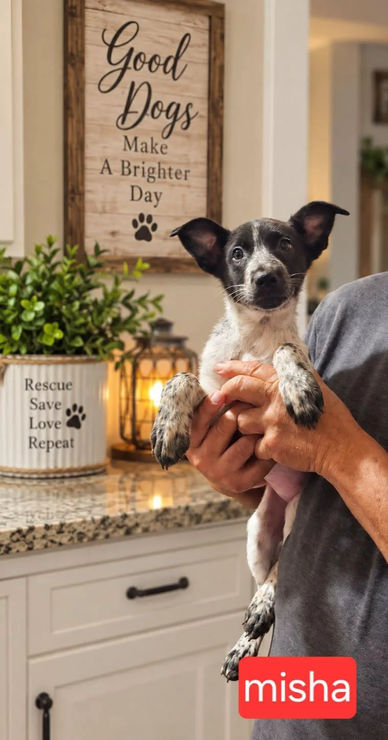 A baby medium-sized female Cattle Dog dog named Misha for adoption in Fort Worth, TX