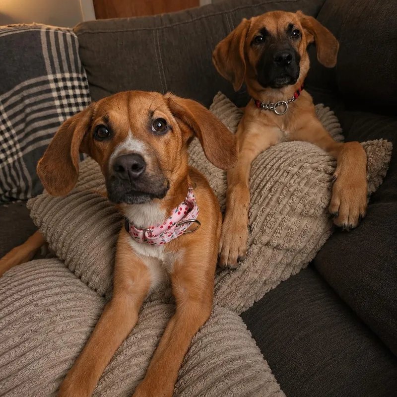 A baby medium-sized female Hound dog named Fritter for adoption in Shinnston, WV