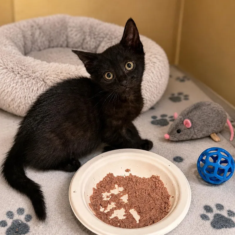 A baby small-sized female Black Domestic Short Hair cat named Jane for adoption in Howard beach, NY