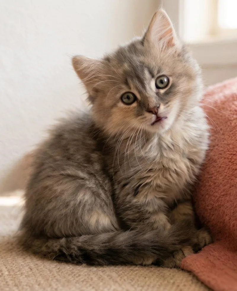 A baby medium-sized female Domestic Medium Hair cat named Luna for adoption in Campbell, CA