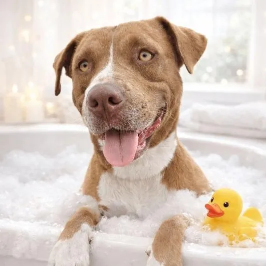 A young medium-sized female Brown / Chocolate Pit Bull Terrier dog named Beso Kissy Kissy Sweetheart! for adoption in Friendswood, TX