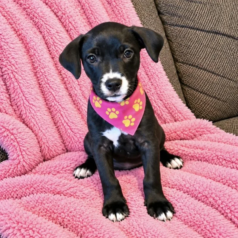 A baby medium-sized female Black Mixed Breed dog named Twinky for adoption in Brewton, AL