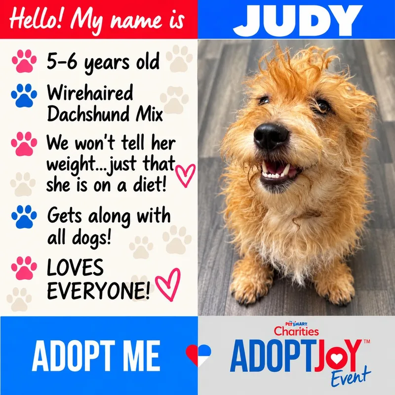 An adult medium-sized female Dachshund dog named Judy for adoption in Social Circle, GA