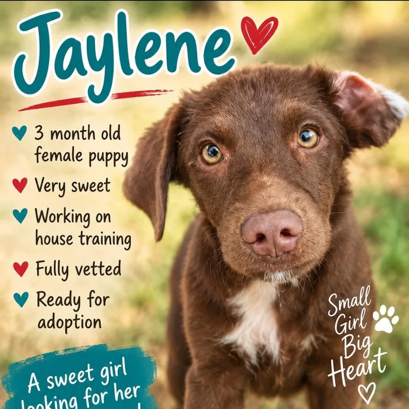 A baby medium-sized female Brown / Chocolate Terrier dog named Jaylene for adoption in Cumberland, RI