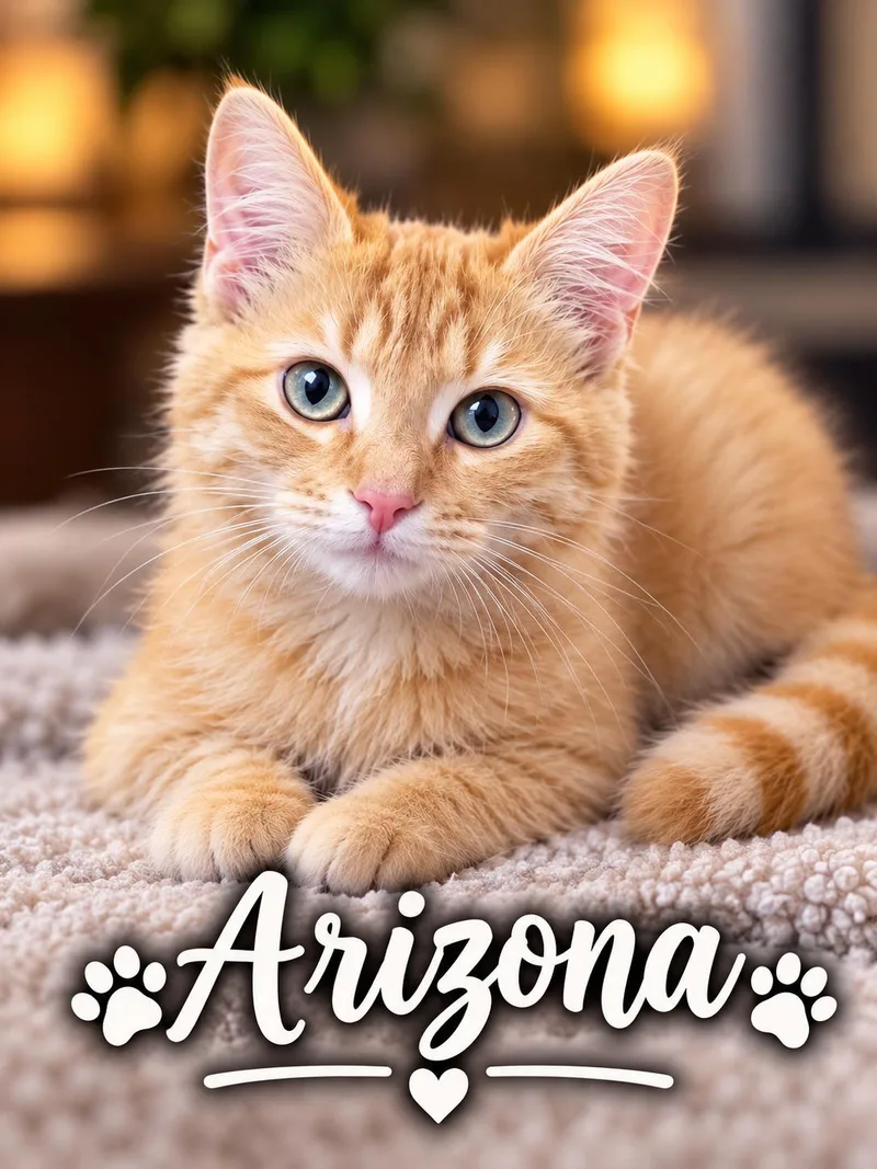 A young medium-sized female Orange & White Tabby cat named Arizona for adoption in Clinton, IL