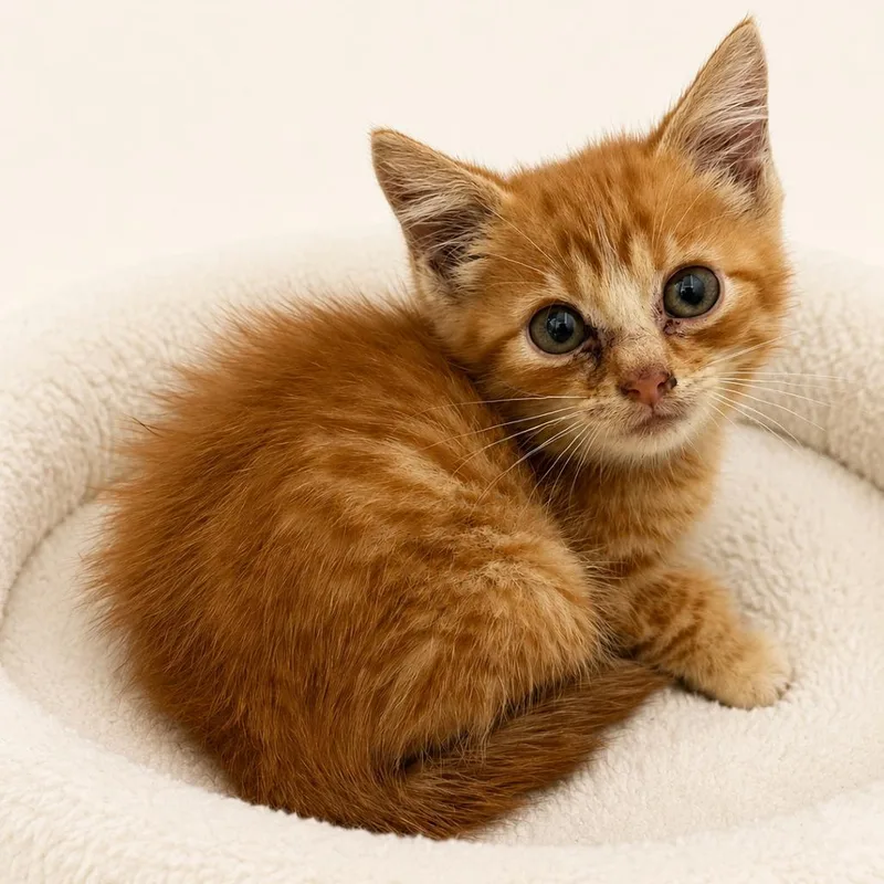 A baby small-sized male Orange / Red Domestic Short Hair cat named Chili for adoption in Redwood Falls, MN