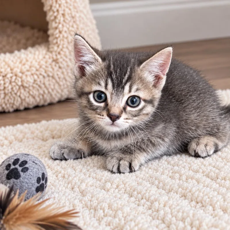 A baby small-sized female Gray / Blue / Silver Domestic Short Hair cat named Gus Gus for adoption in Tustin, CA