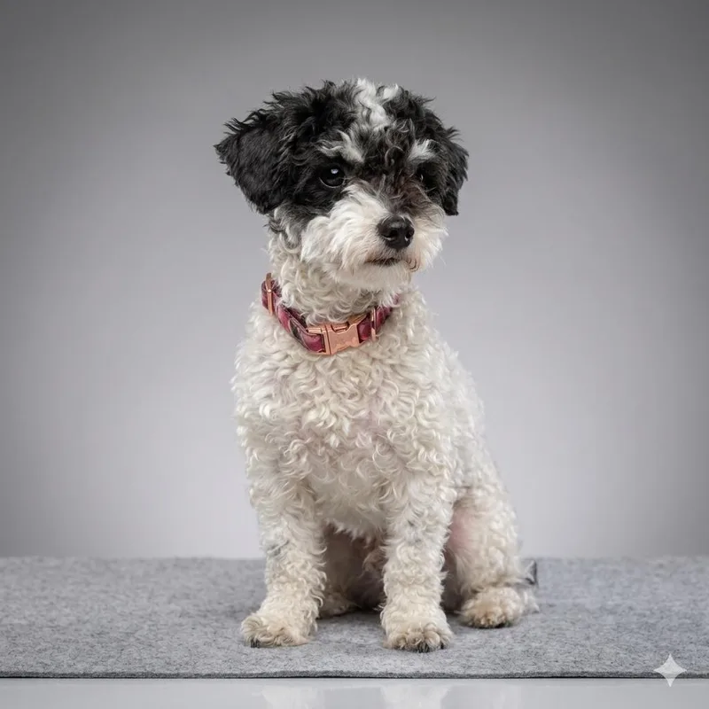 A young small-sized male Bicolor Poodle (Toy) dog named Rudy for adoption in Bakersfield, CA