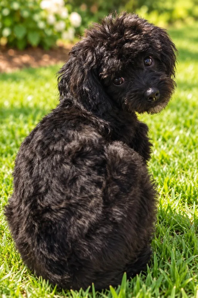 A young small-sized female Black Standard Poodle dog named Chloe for adoption in Canton, GA