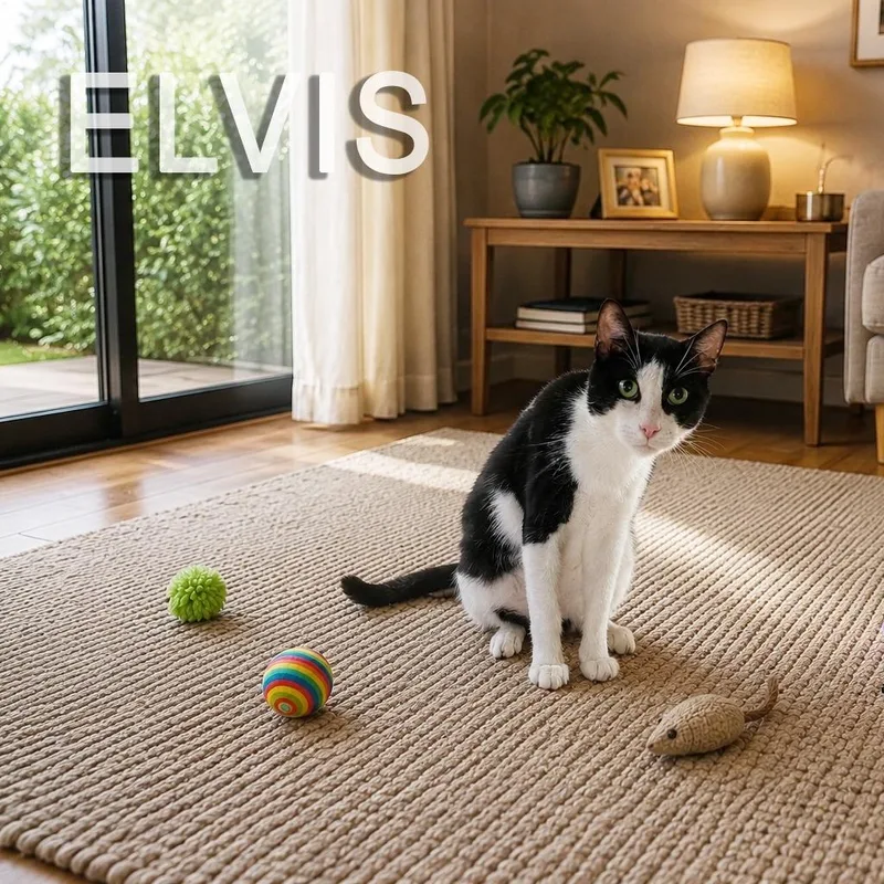 A young medium-sized male White Domestic Short Hair cat named Elvis for adoption in Boston, MA