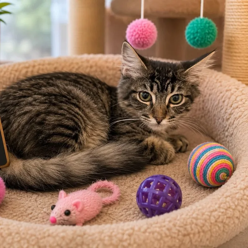 A baby small-sized female Tabby (Brown / Chocolate) Tabby cat named Coralynn for adoption in Antioch, CA