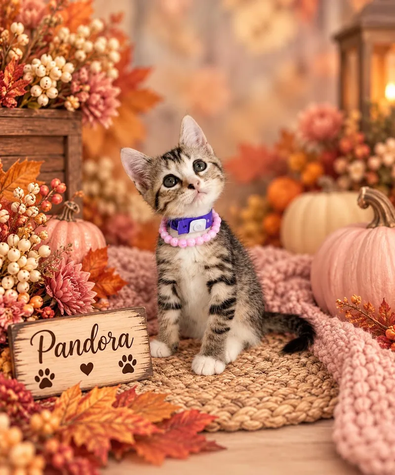 A baby small-sized female Domestic Short Hair cat named Pandora for adoption in Tavares, FL