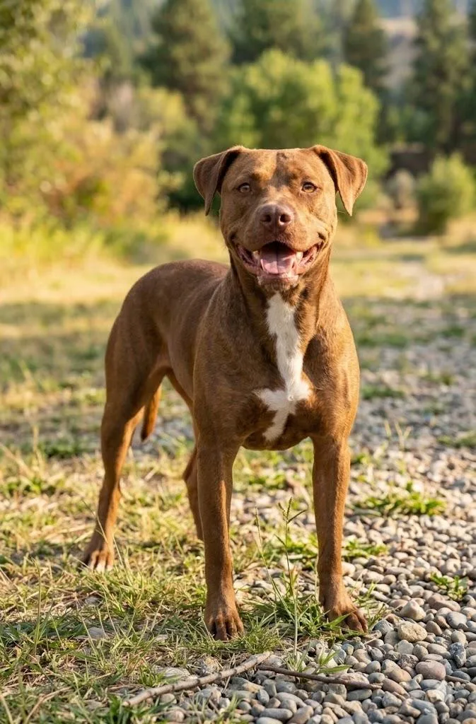 An adult large-sized female Brindle Pit Bull Terrier dog named Tillie for adoption in Wooster, OH