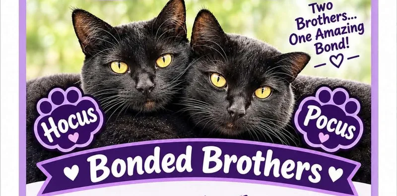 A young medium-sized male Black Domestic Short Hair cat named Hocus and Pocus for adoption in Kenhorst, PA