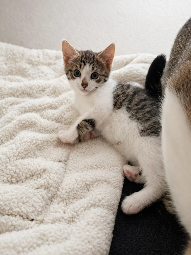 A baby small-sized female Domestic Short Hair cat named Polly for adoption in Rio Linda, CA