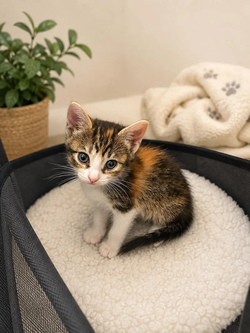 A baby small-sized female Domestic Short Hair cat named Tweety for adoption in Long Beach, CA