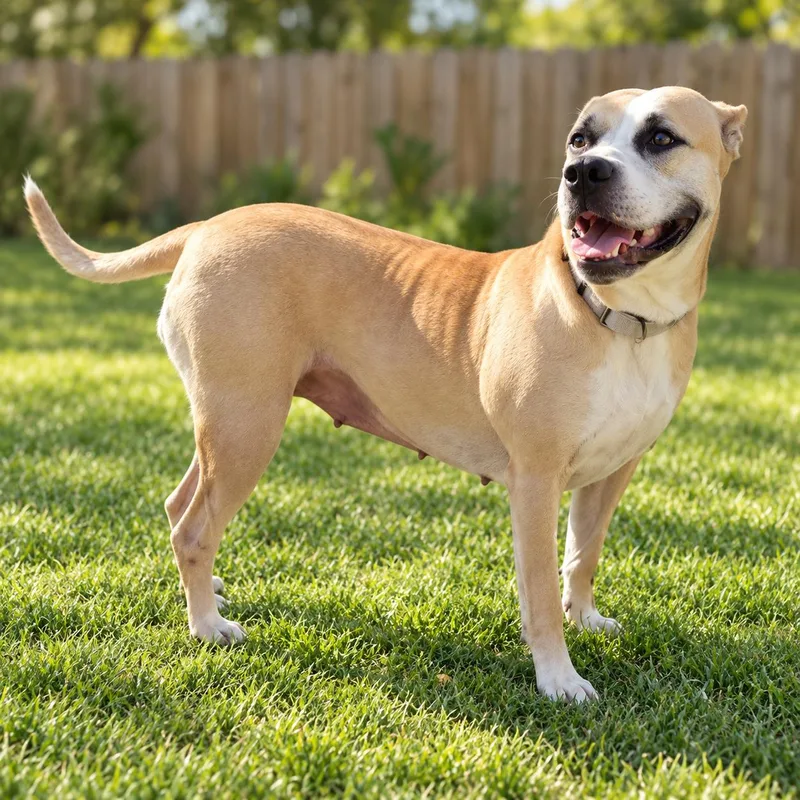 An adult large-sized female American Staffordshire Terrier dog named Wynn for adoption in Houston, TX