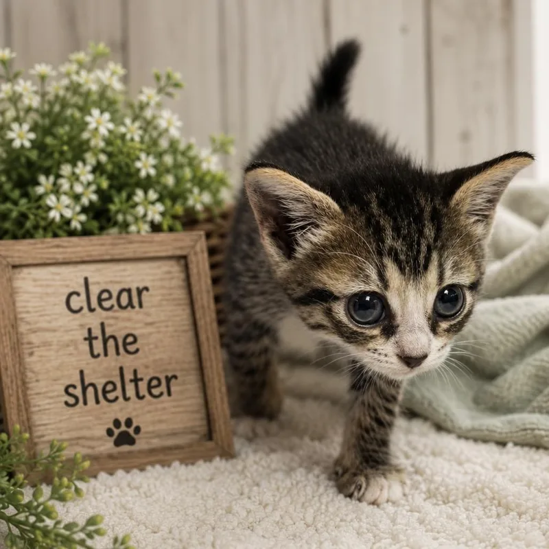 A baby small-sized female Gray / Blue / Silver Domestic Short Hair cat named Rexxie for adoption in Columbiana, AL
