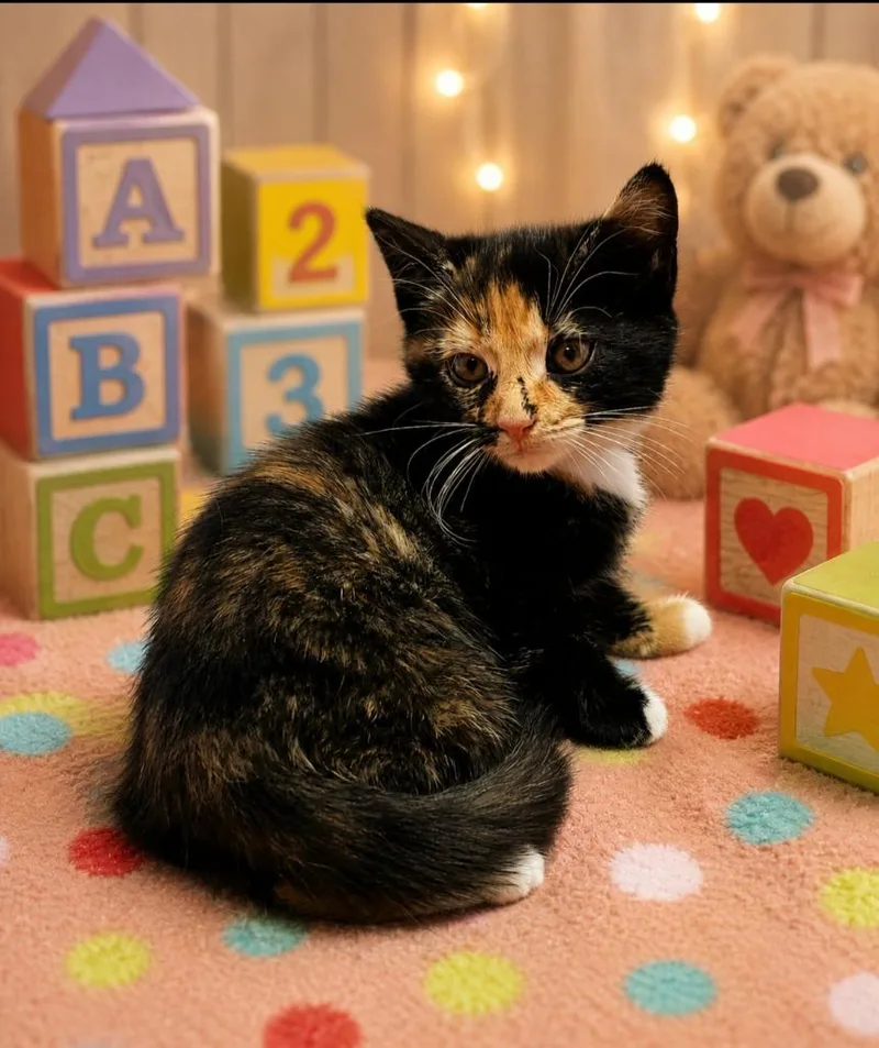 A baby small-sized female Domestic Short Hair cat named Robin for adoption in Washington Court House, OH