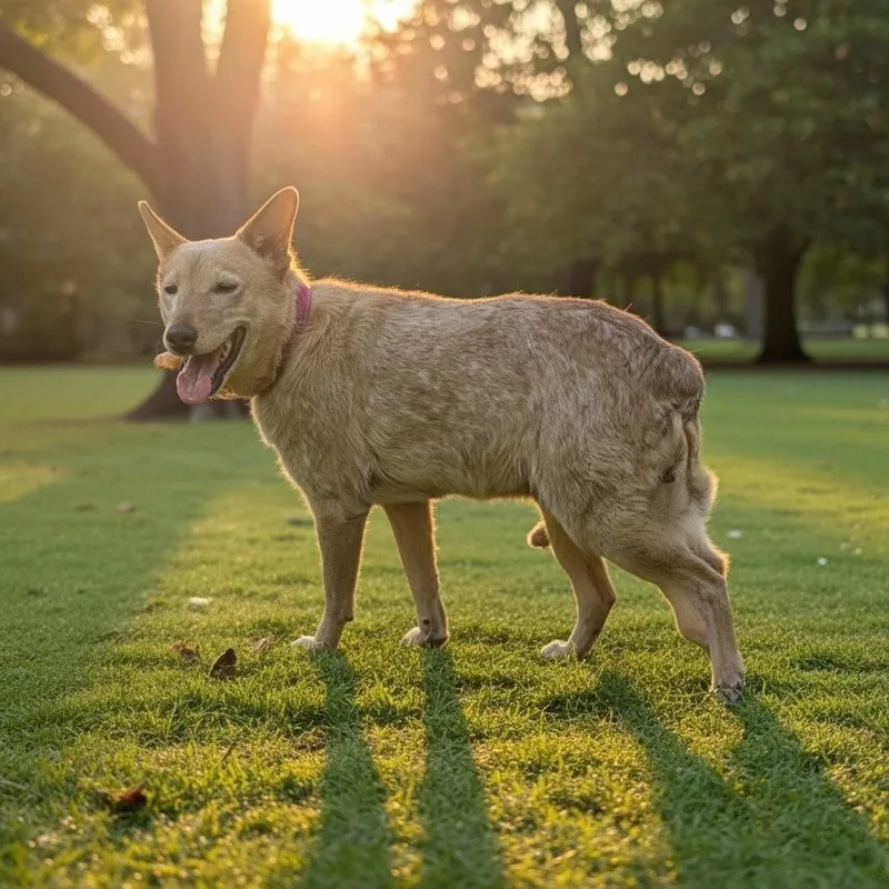 A senior medium-sized female Red / Chestnut / Orange Australian Cattle Dog / Blue Heeler dog named Sunny for adoption in COEUR D ALENE, ID
