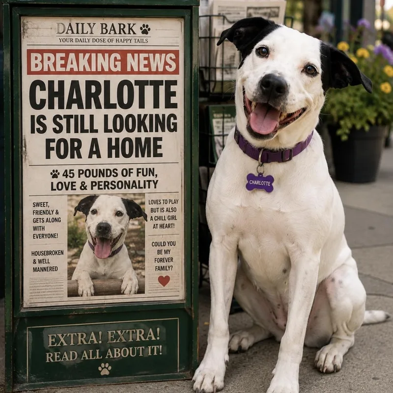 An adult medium-sized female Black Labrador Retriever dog named Charlotte for adoption in CUMMING, GA