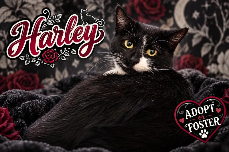 An adult medium-sized female Domestic Short Hair cat named Harley for adoption in Greenville, DE