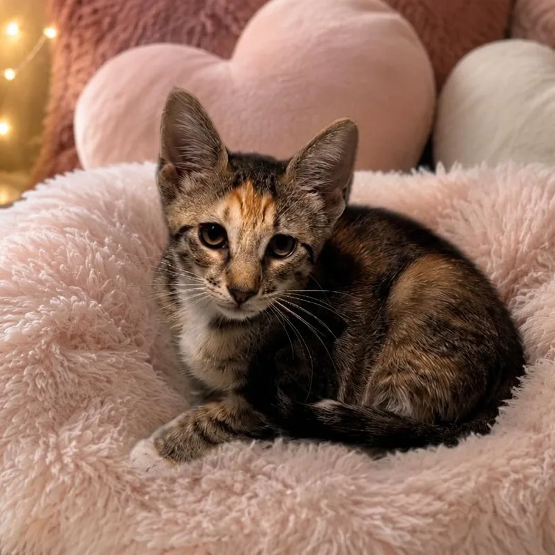 A baby medium-sized female Tabby (Brown / Chocolate) Tabby cat named Magnolia for adoption in Miami, FL