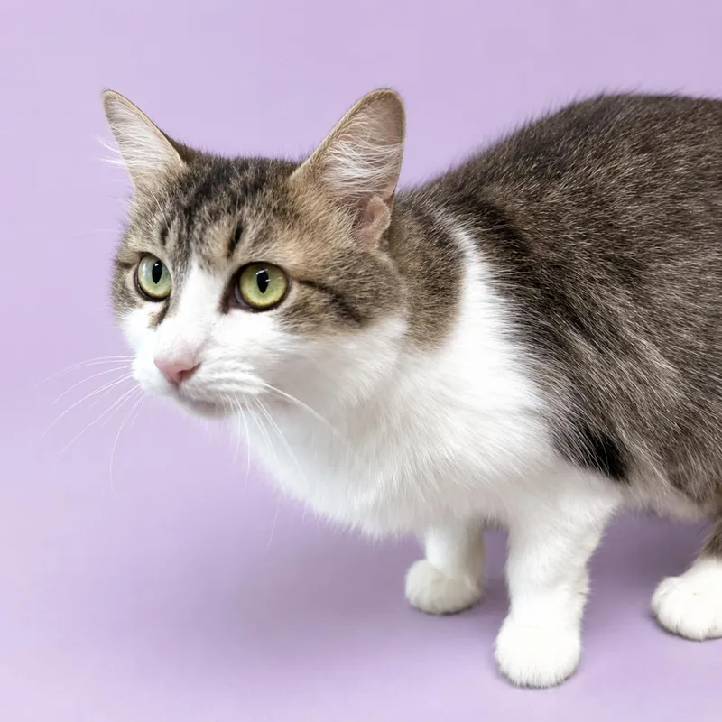 A young medium-sized female White Domestic Medium Hair cat named Flossie for adoption in Long Beach, WA