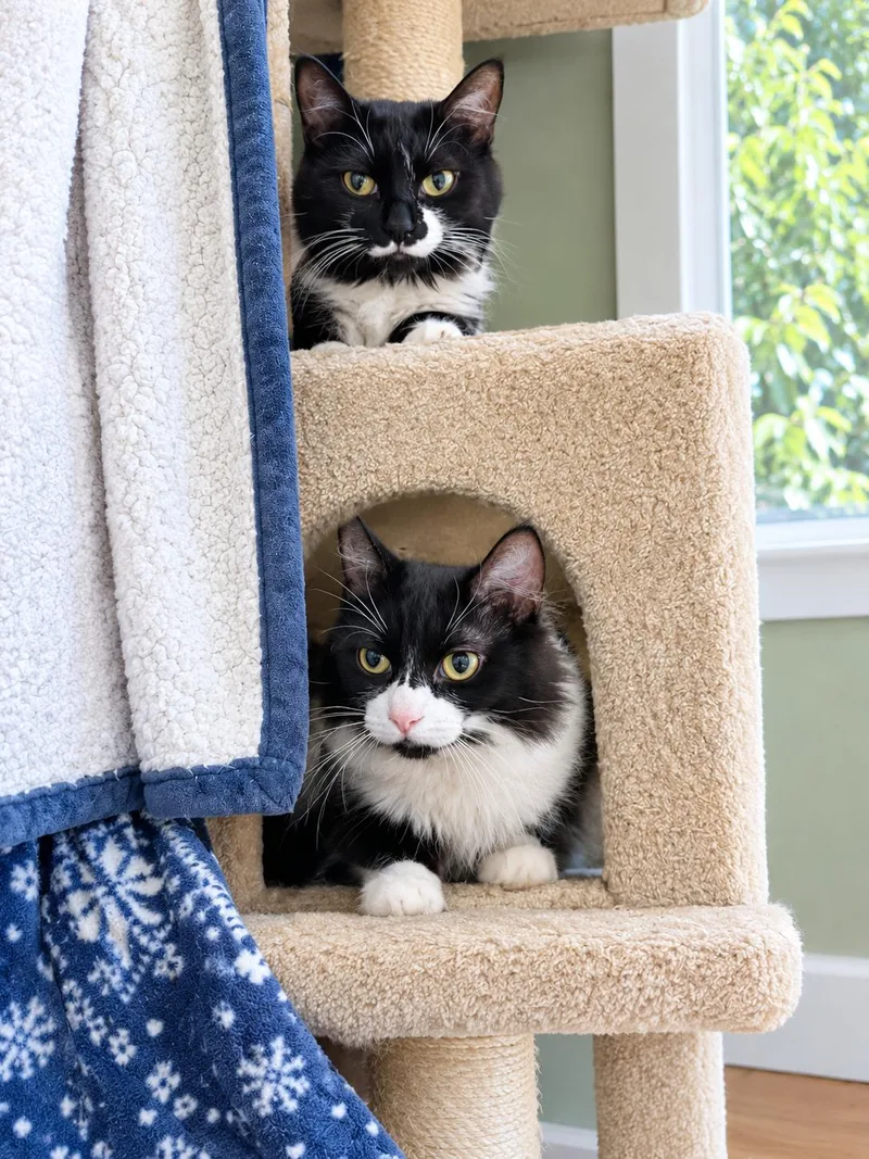 An adult medium-sized female Tuxedo cat named BORA & BURMA A for adoption in Hillsboro, OR