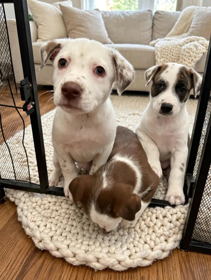 A baby medium-sized female White / Cream Terrier dog named Dolly for adoption in Union Grove, WI