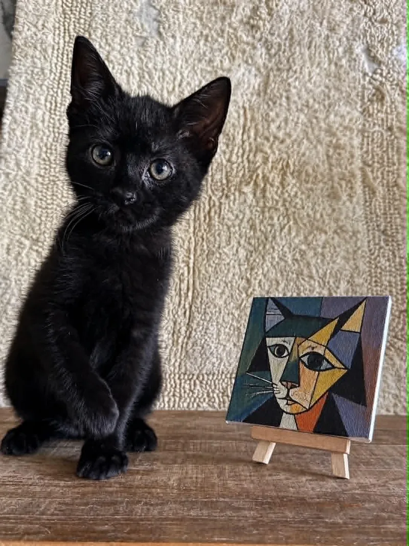 A baby medium-sized male Domestic Short Hair cat named Pablo Picasso for adoption in Salisbury, MD