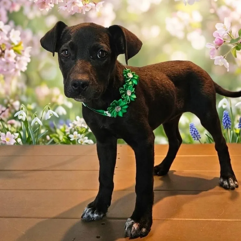 A baby medium-sized female Black Jack Russell Terrier dog named Finley S for adoption in Sequatchie, TN