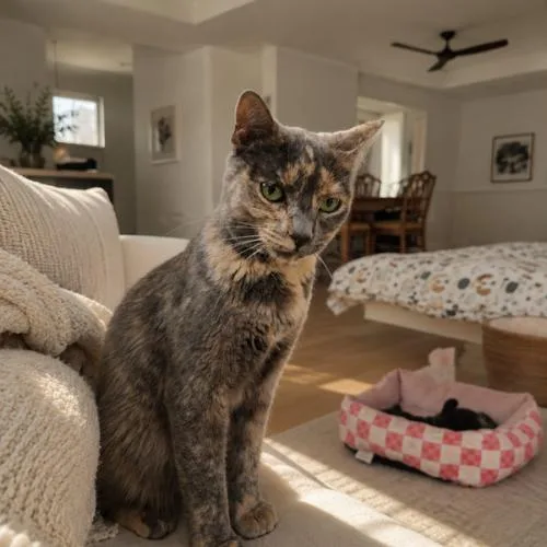A baby medium-sized female Tortoiseshell Domestic Short Hair cat named Juniper S for adoption in Tampa, FL