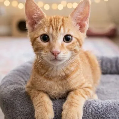 A baby small-sized male Orange / Red Domestic Short Hair cat named Eggward for adoption in Roswell, GA