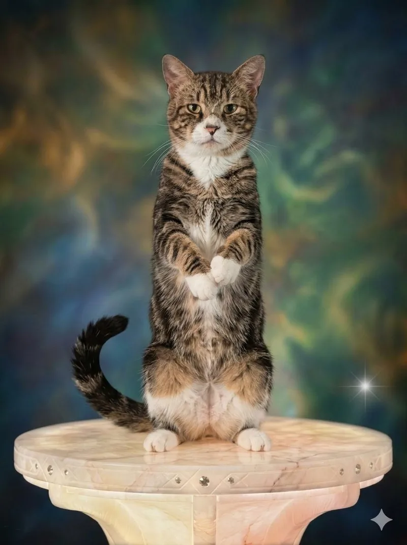 A young medium-sized male Tabby (Brown / Chocolate) Tabby cat named Titus for adoption in Mobile, AL