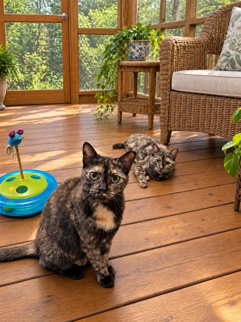 An adult medium-sized female Tortoiseshell Domestic Short Hair cat named Tess and Zoey for adoption in Charleston, SC