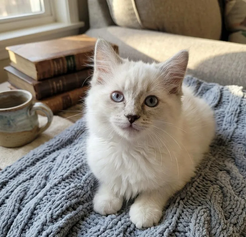 A baby small-sized female Gray & White Siamese cat named Pearl for adoption in Johnson City, TN