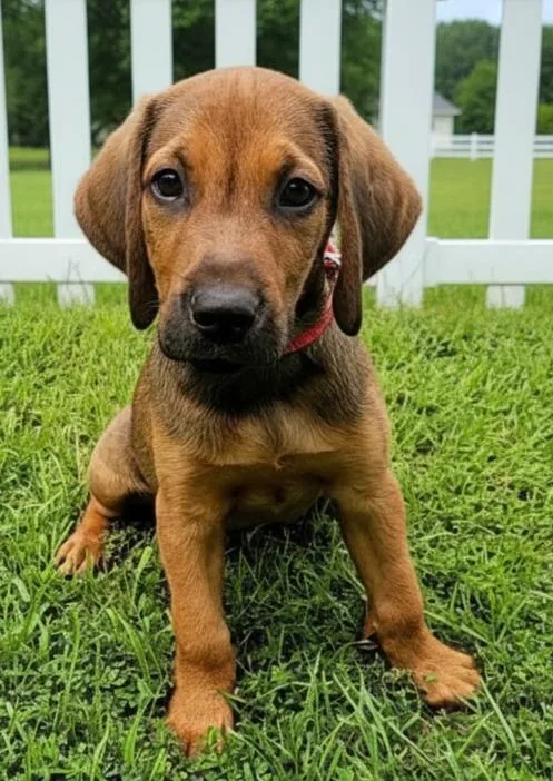 A baby large-sized male Redbone Coonhound dog named Puppy Gunner for adoption in Franklin, TN