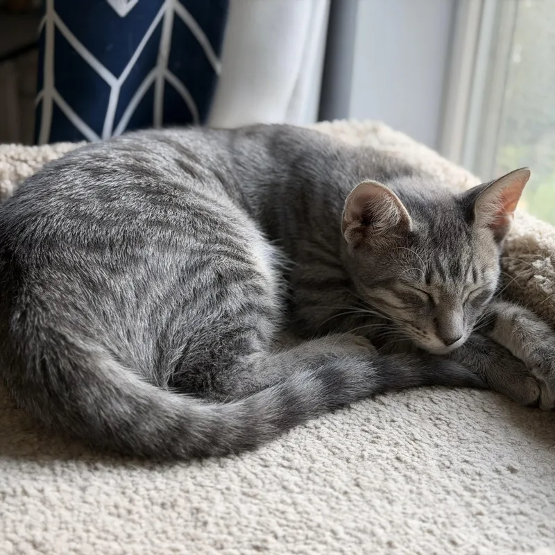 A baby medium-sized male Tabby (Gray / Blue / Silver) Domestic Short Hair cat named Gandalf for adoption in Liverpool, TX