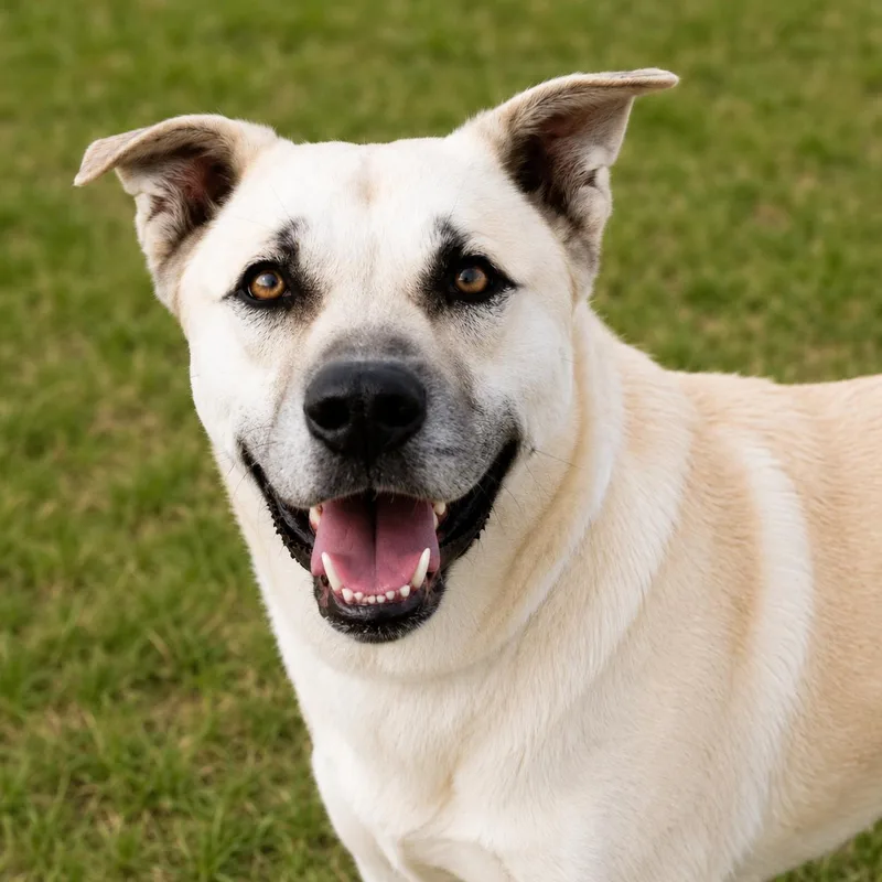 A young large-sized male White / Cream Yellow Labrador Retriever dog named Julian for adoption in Brookeville, MD