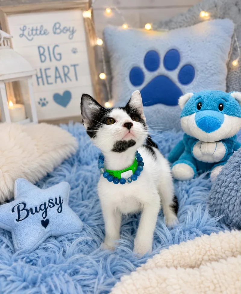 A baby small-sized male Turkish Van cat named Bugsy for adoption in Tavares, FL