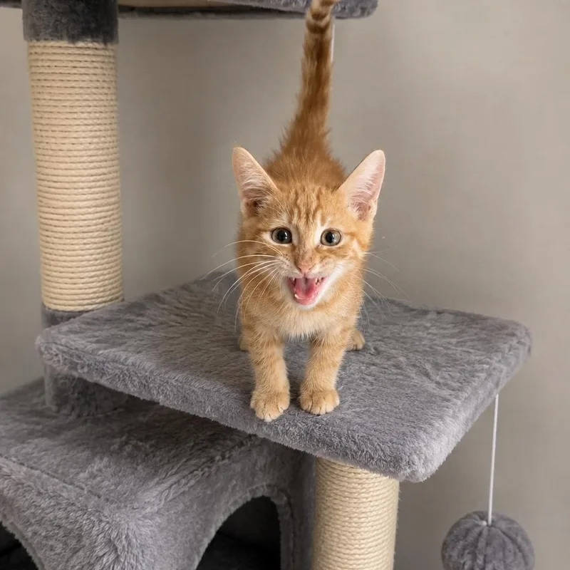 A baby medium-sized male Orange / Red Domestic Short Hair cat named Dishwasher for adoption in Fresno, CA