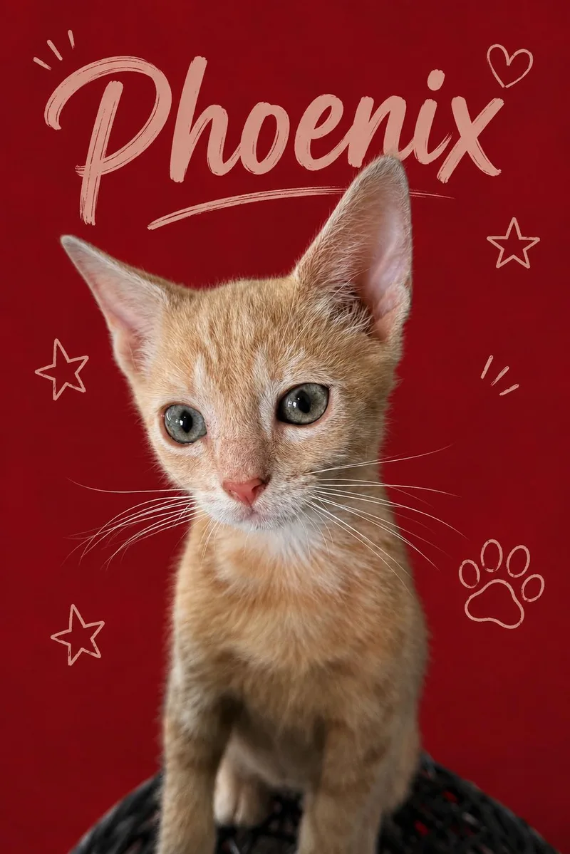 A baby medium-sized male Tabby (Buff / Tan / Fawn) Tabby cat named Phoenix for adoption in Greenville, DE