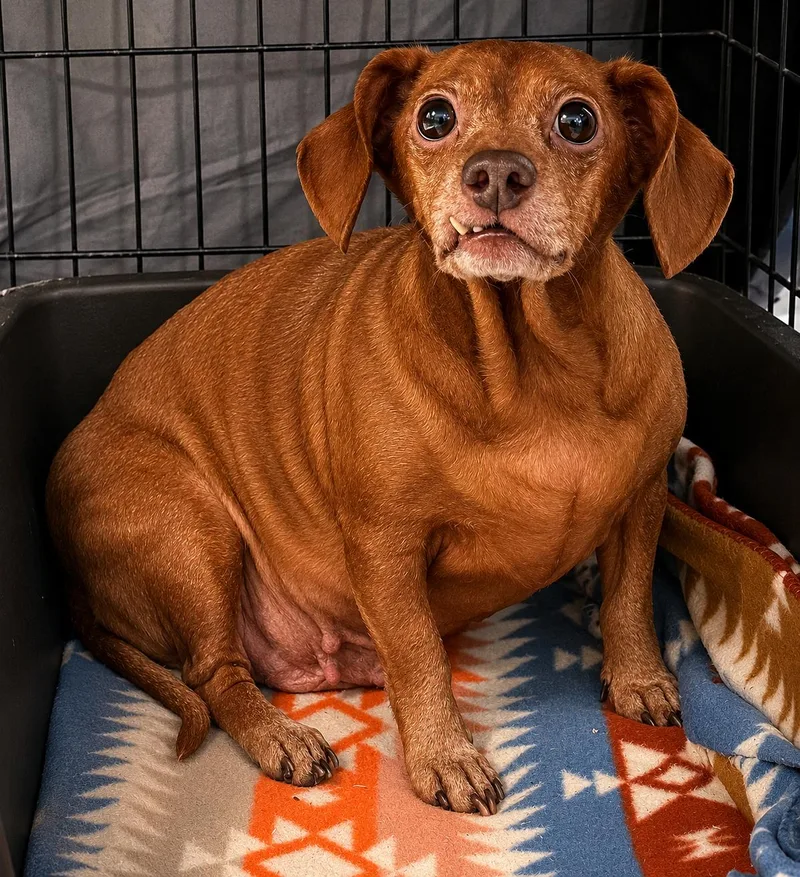 A senior small-sized female Red / Chestnut / Orange Dachshund dog named Lulu for adoption in Boca Raton, FL