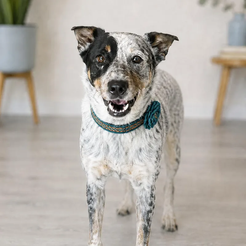 An adult medium-sized female White / Cream Australian Cattle Dog / Blue Heeler dog named Gwen for adoption in Phoenix, AZ