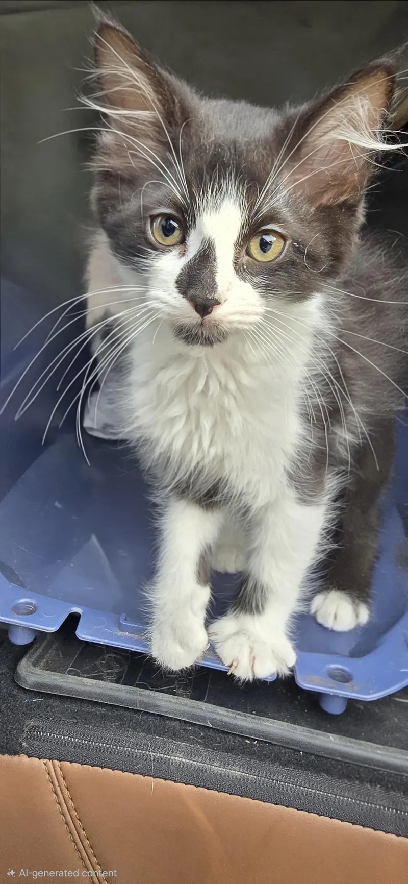 A baby medium-sized male Black & White / Tuxedo Domestic Medium Hair cat named Lundy Ort for adoption in Missouri City, TX