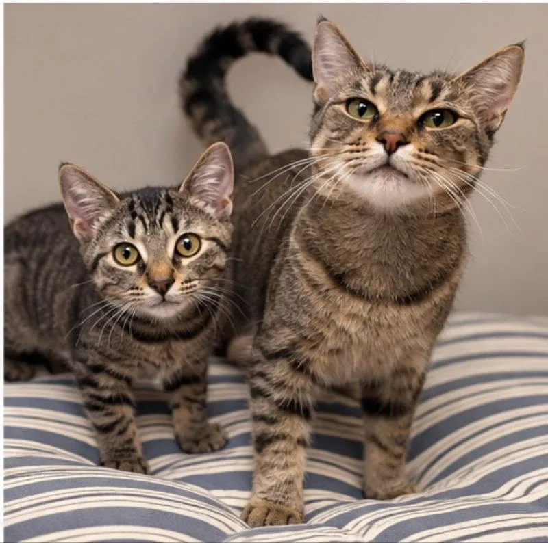 A young medium-sized female Tabby cat named Pancake and Biscuit for adoption in Knoxville, TN