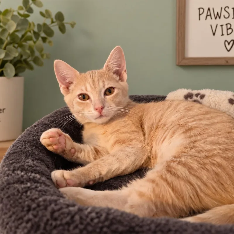 A baby small-sized female Orange / Red Domestic Short Hair cat named Cider for adoption in Port Richey, FL